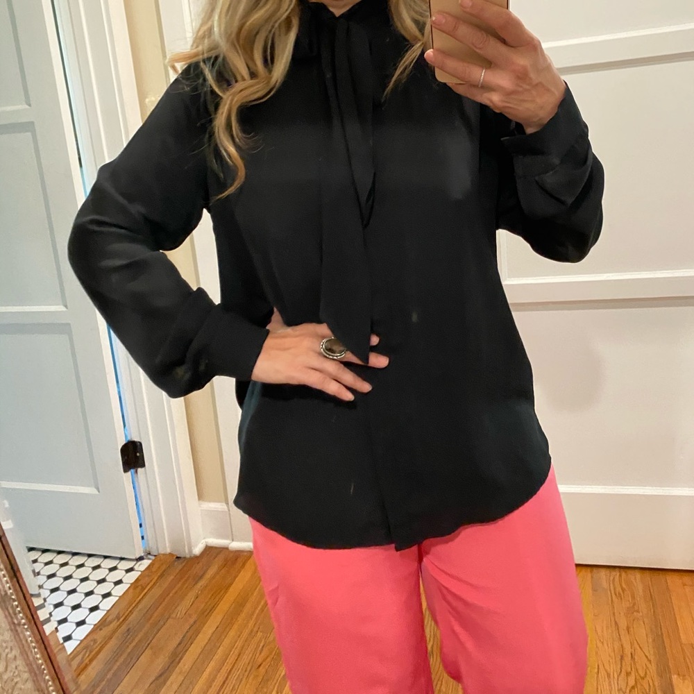 Front tie work blouse